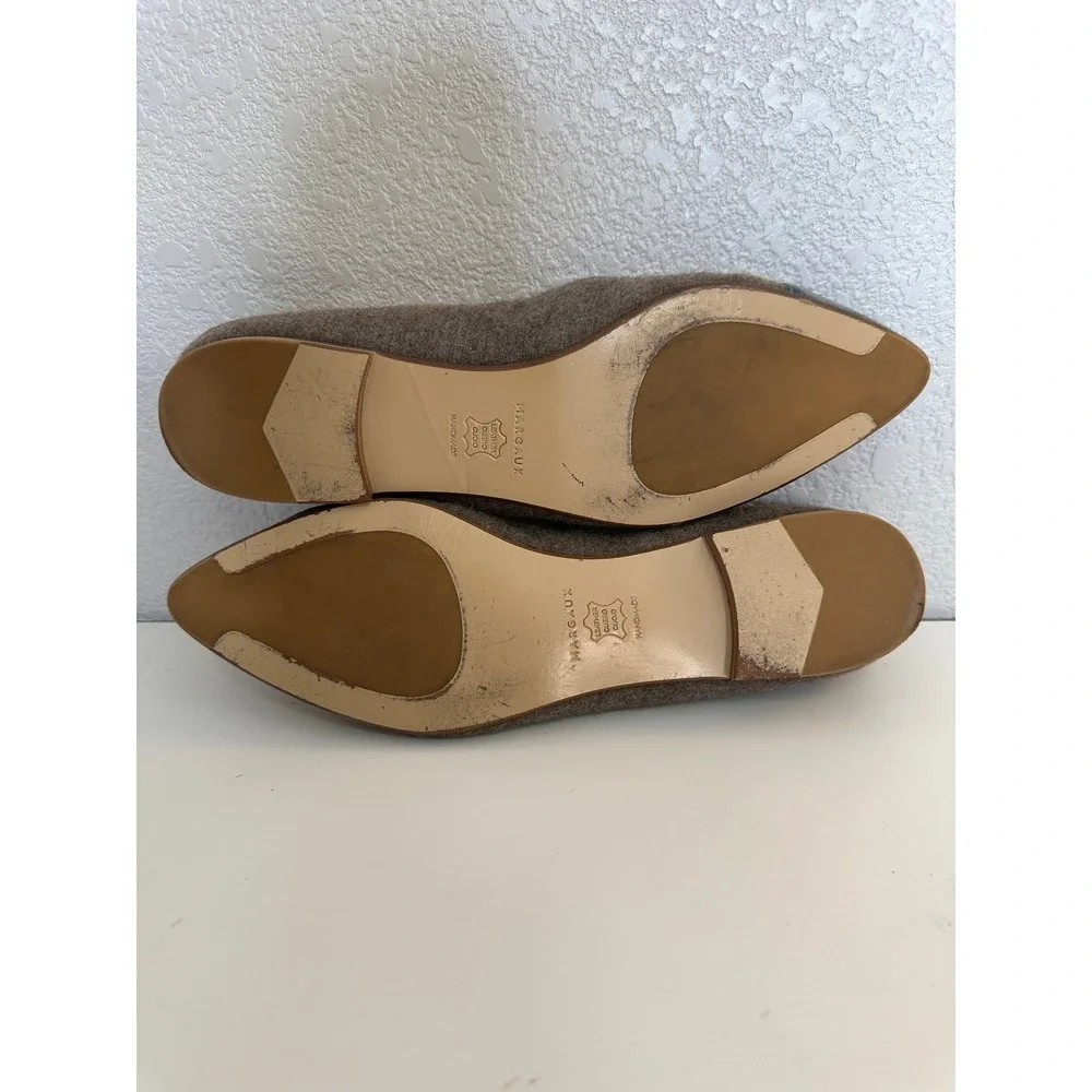 Margaux Women's Brown Blue Wool Suede Cap Toe Pointed Flat Shoes Size 11